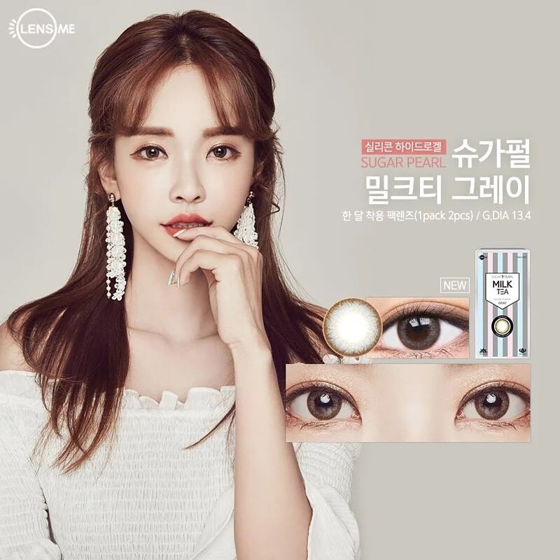 [預訂][月拋] LENSME SUGAR PEARL 每月拋棄彩妝隱形眼鏡｜2片 (Mile tea-Gray)