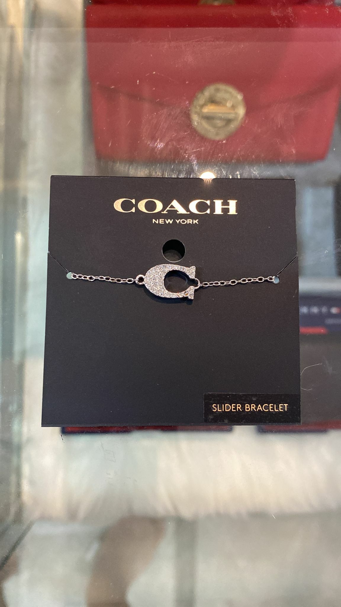 [S] COACH 91427 SLV ONE PAVE SIGNATURE SLIDER BRACELET, SILVER, 889295375327 (SCO29)