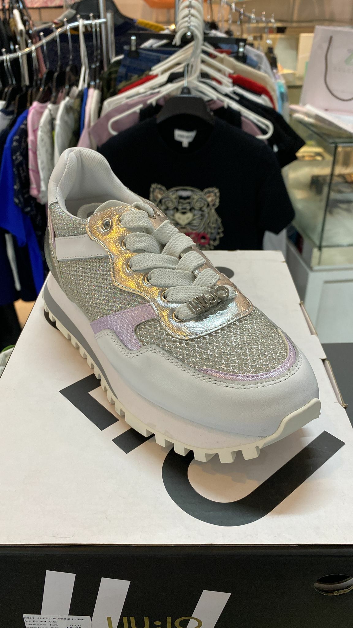 [S] LIU JO SNEAKER LEATHER WONDER1, WHITE/SILVER, BA1049TX16304370-WHITE/SILVER (SLJ10)