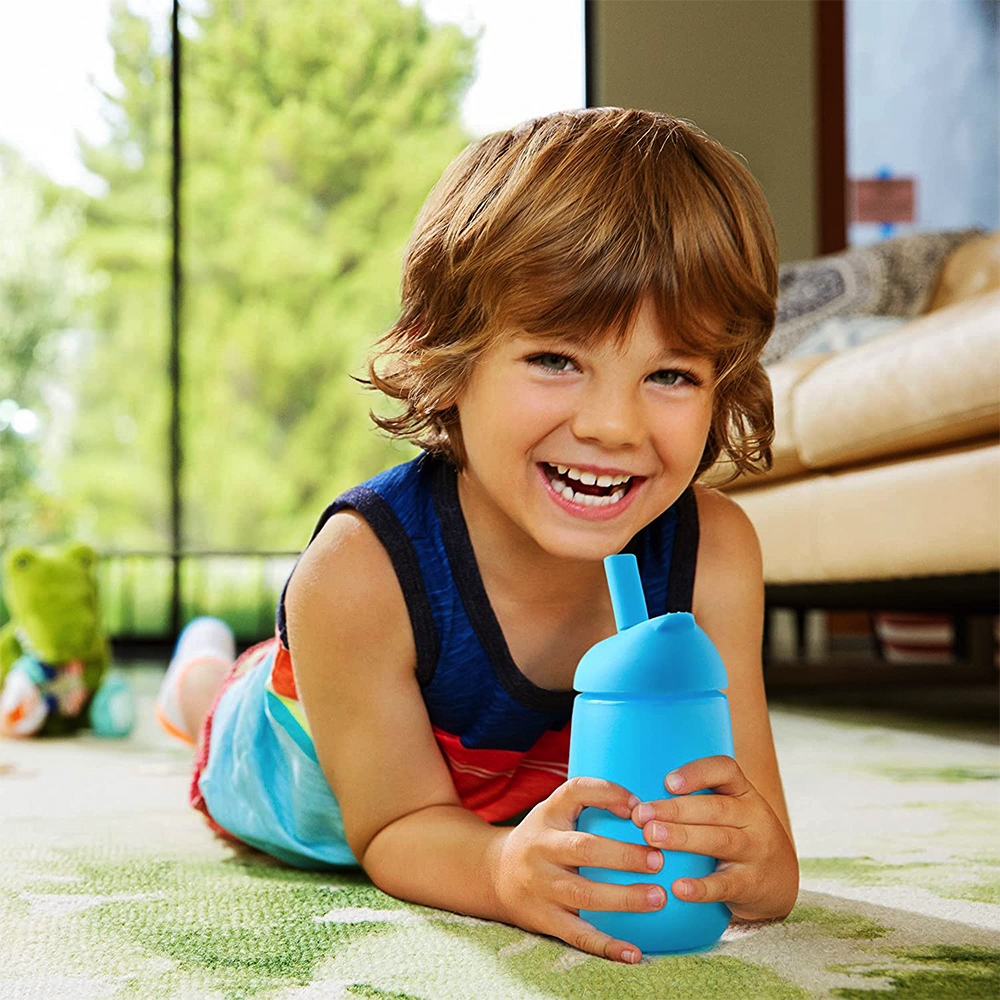 Easy扣矽膠吸管杯296ml-藍