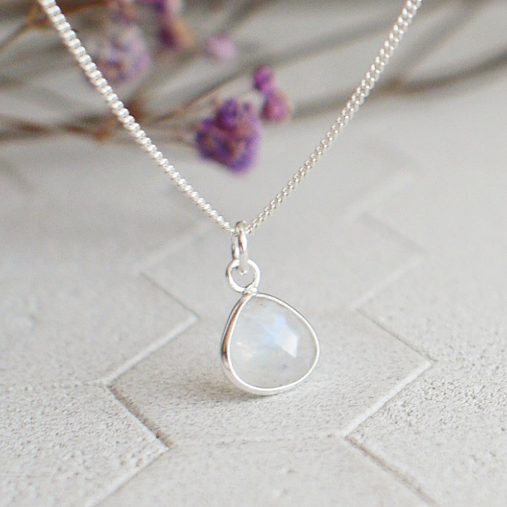 純粹月光石原礦純銀項鍊/SN881