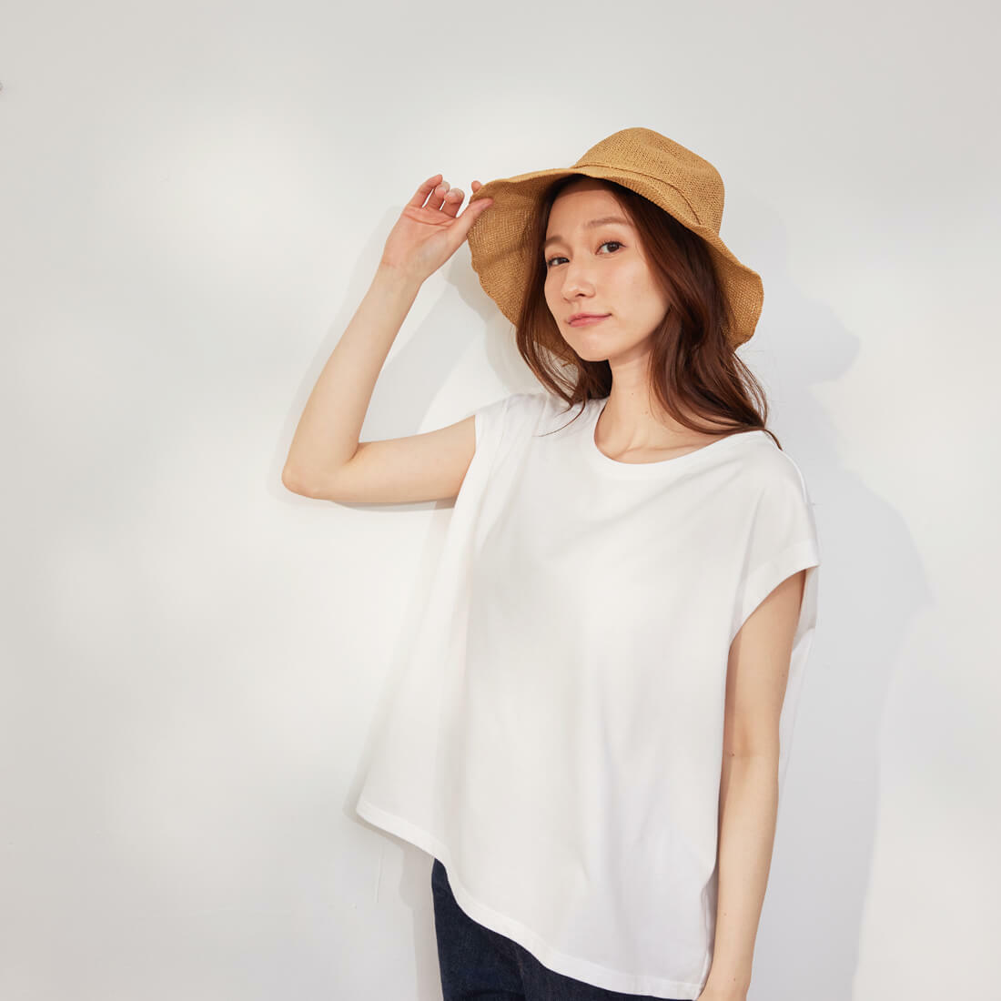法國小毛圈落肩短T上衣/白