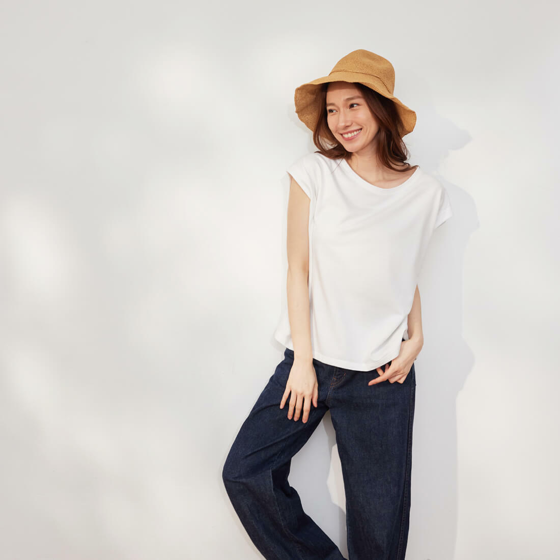 法國小毛圈落肩短T上衣/白