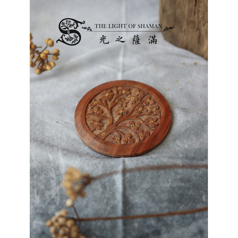 木製手工雕刻生命之樹香盤 香插 香台
