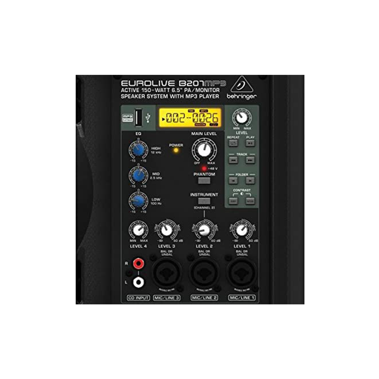 Behringer B207MP3 有源 150 瓦 6.5 英寸 PA/屏幕揚聲器系統