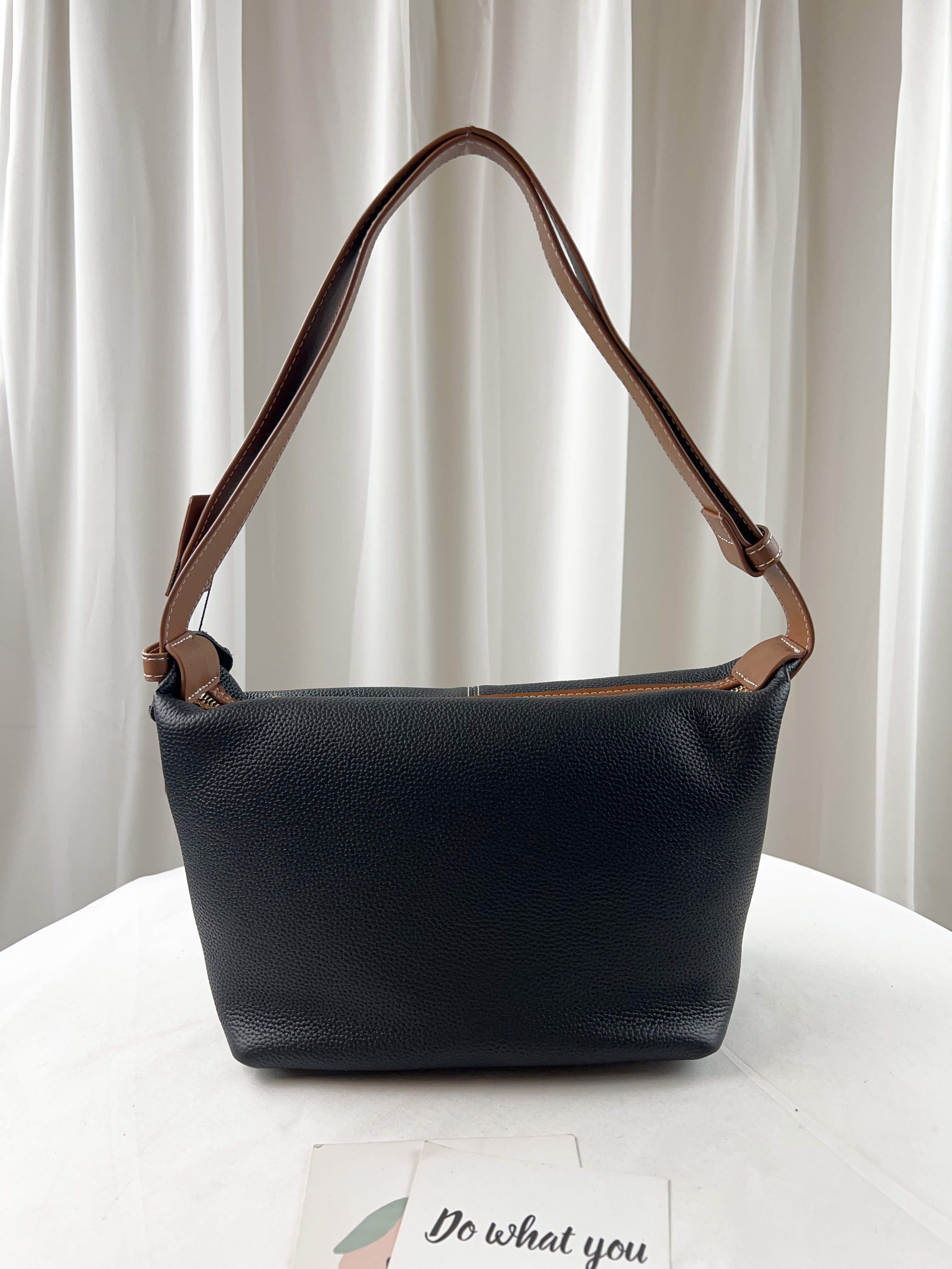 經典黑 真皮牛皮肩背包 / 側背包 #SM-8298