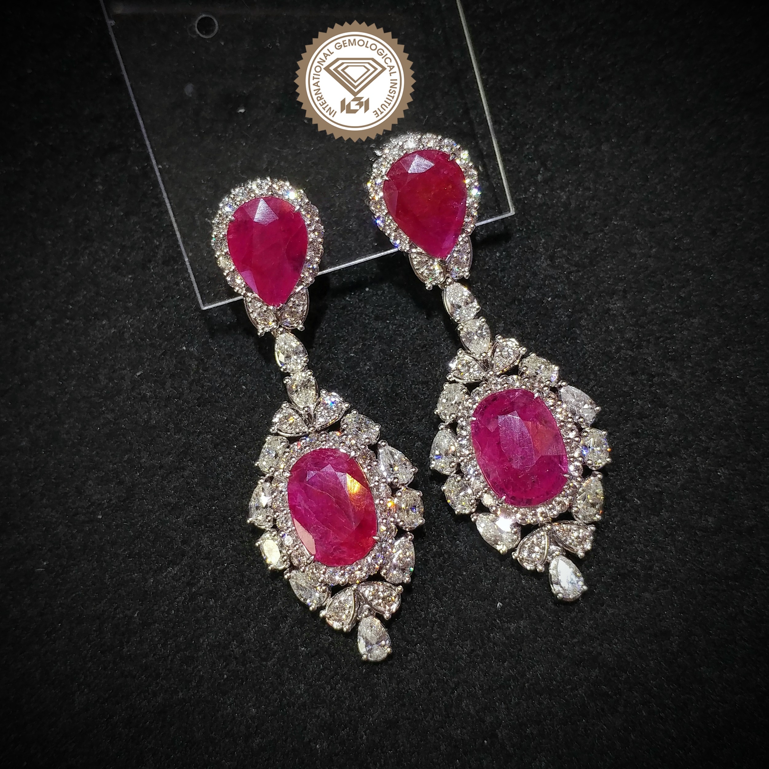 18K White Gold 16.74ct Ruby and Diamond Earring