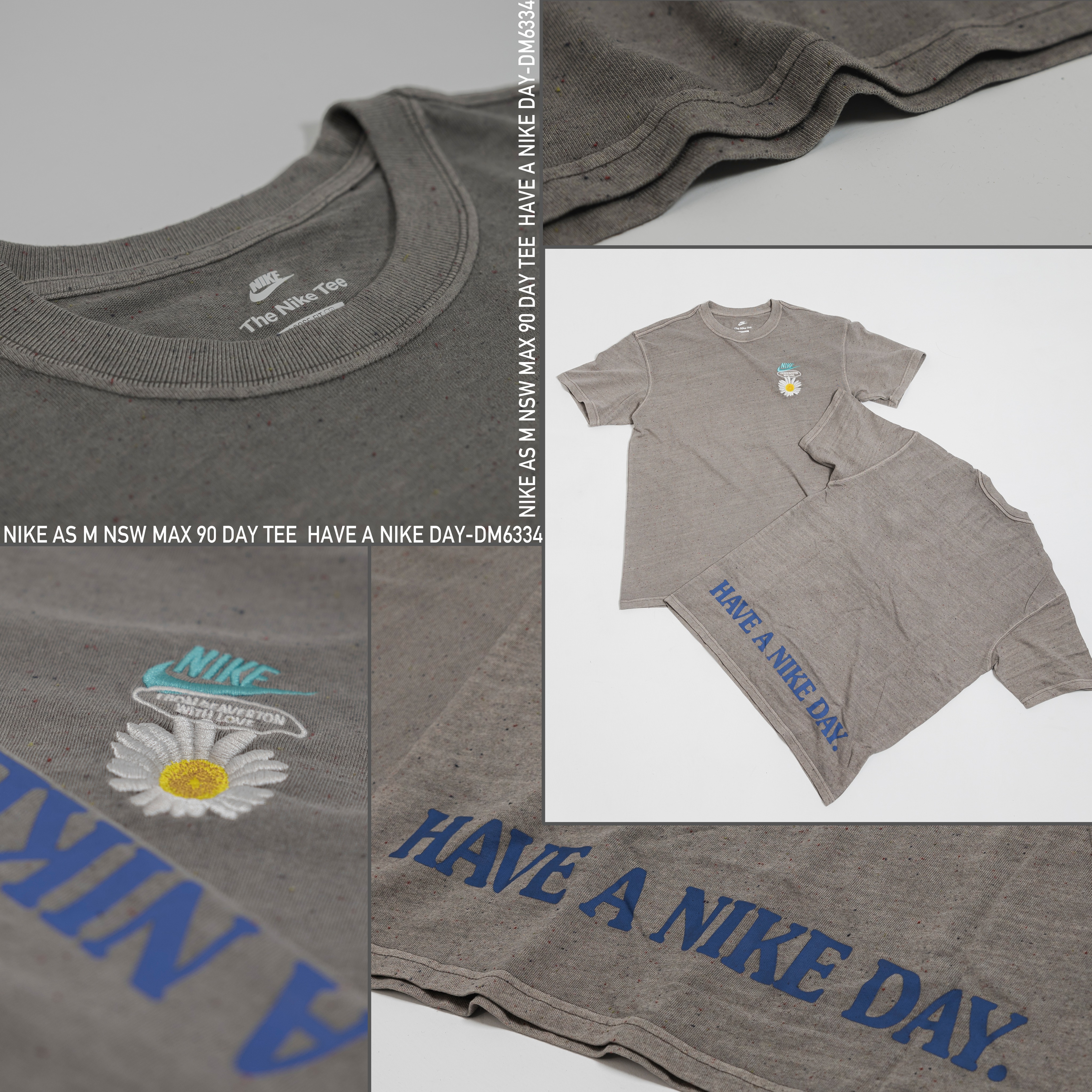 -(E13d05)-NIKE AS M NSW MAX 90 DAY TEE 刺繡小雛菊 HAVE A NIKE DAY標語-DM6334-奶油色113 / 石墨灰289