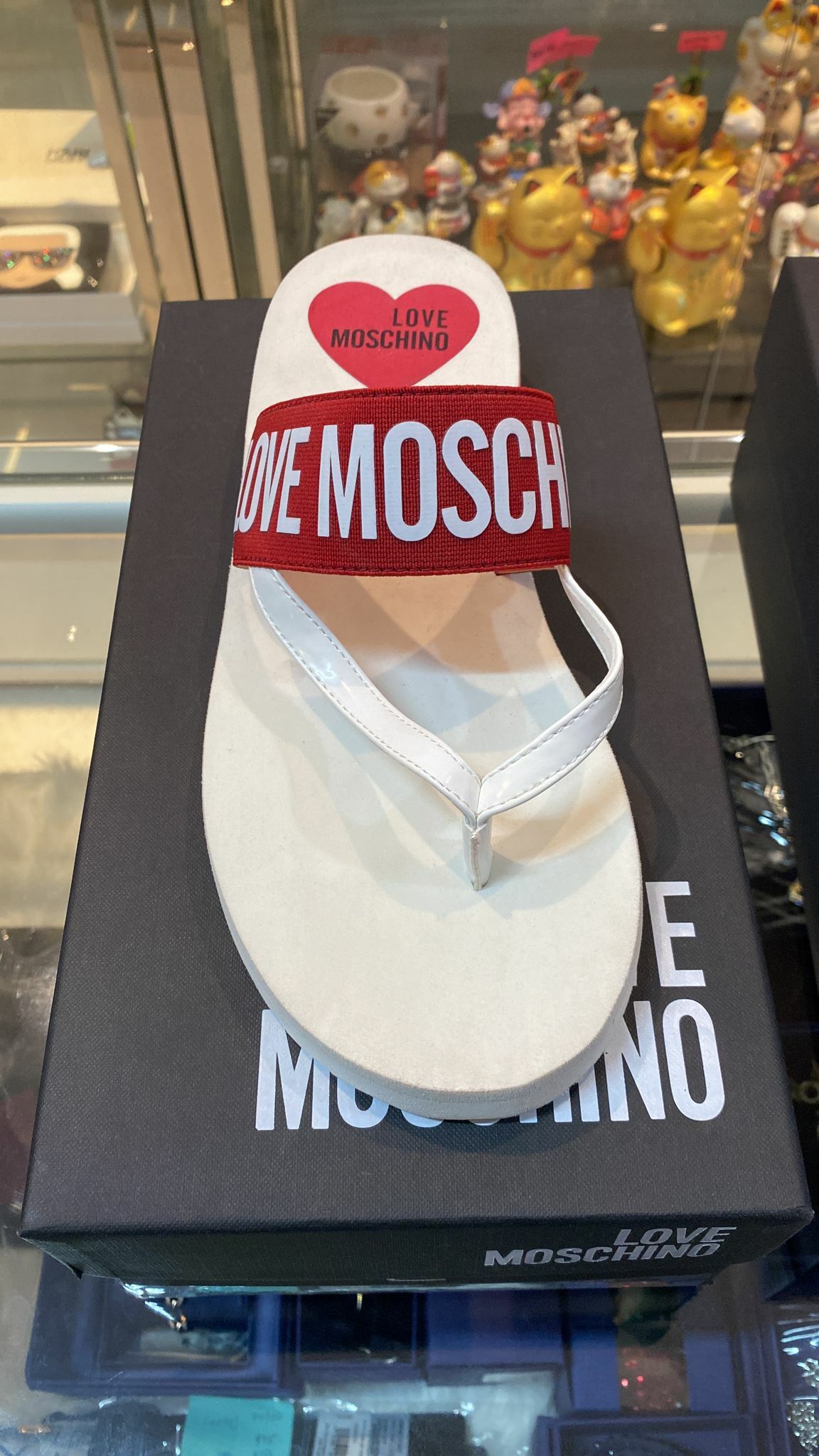 [S] LOVE MOSCHINO SABOT FLIP FLOP EVA,WHITE/RED, JA28143G0CJU5500-WHT/RED (SLM48)