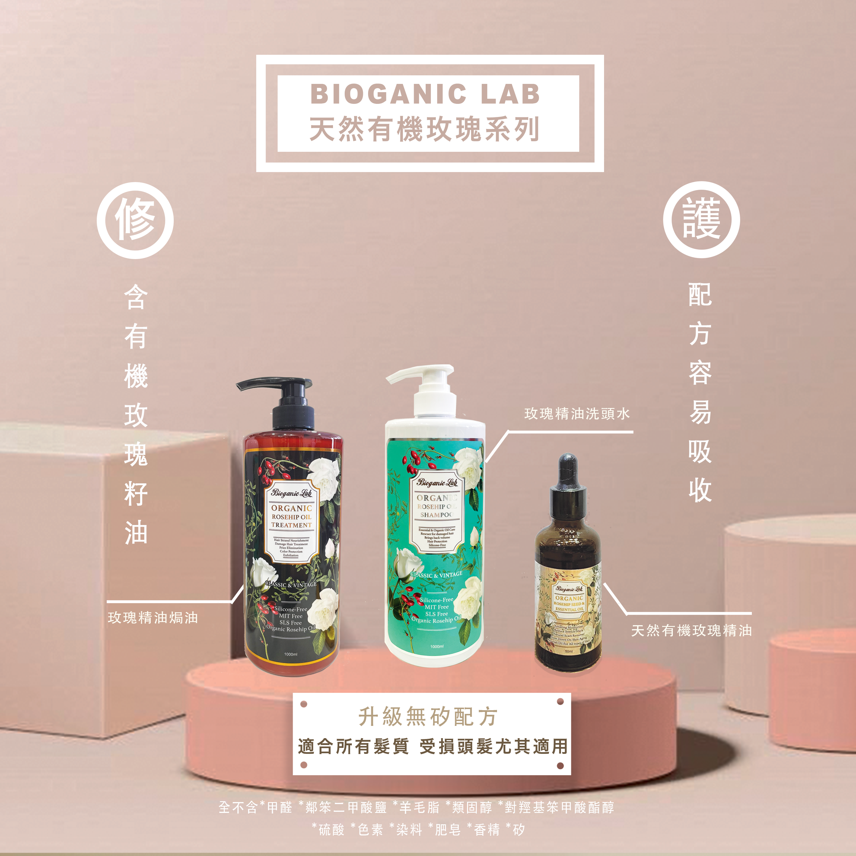 BIOGANIC LAB Rosehip Oil Shampoo 1000ml