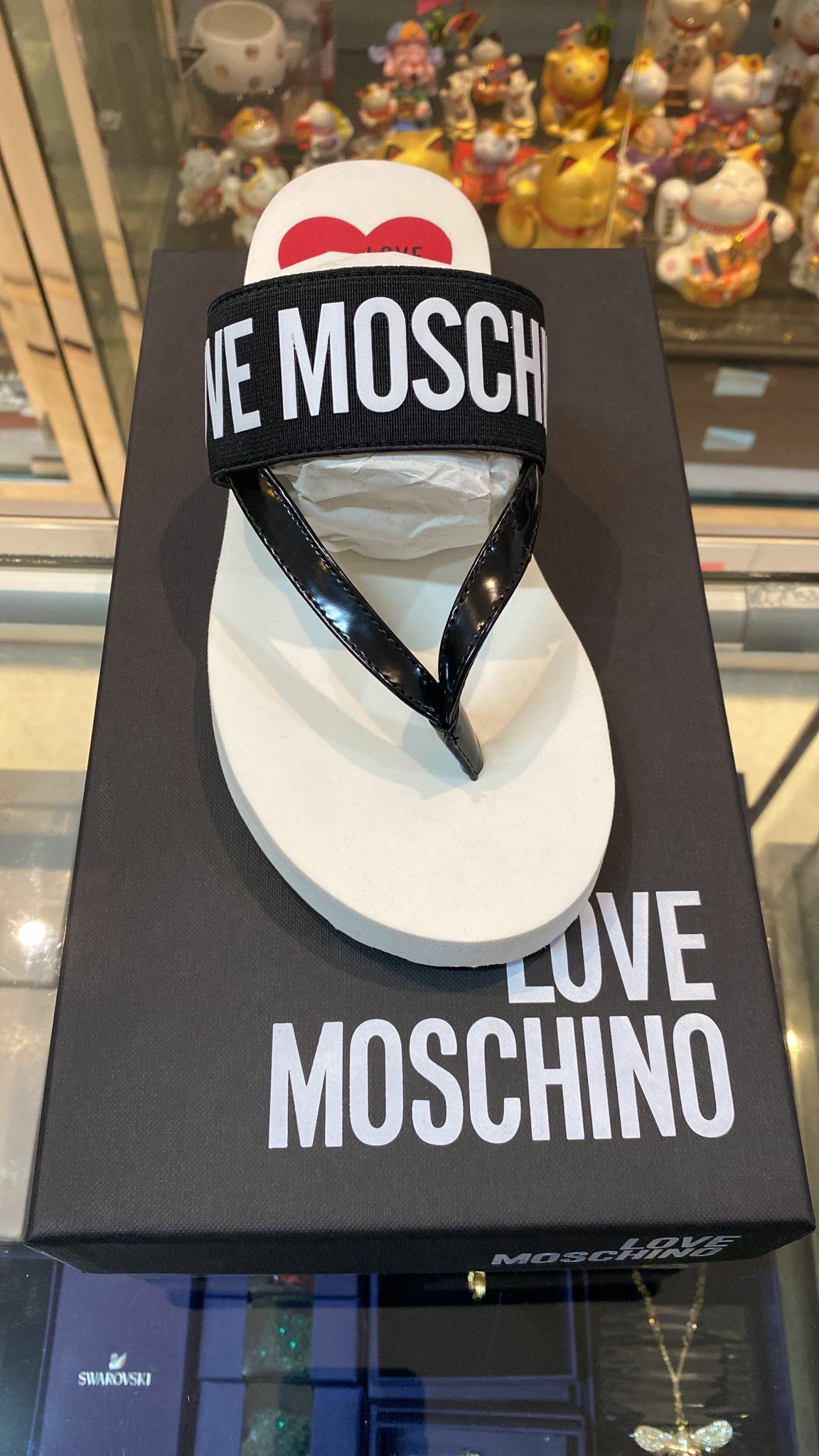 [S] LOVE MOSCHINO SABOT FLIP FLOP EVA,WHITE/BLACK, JA28143G0CJU5500-WHB (SLM50)