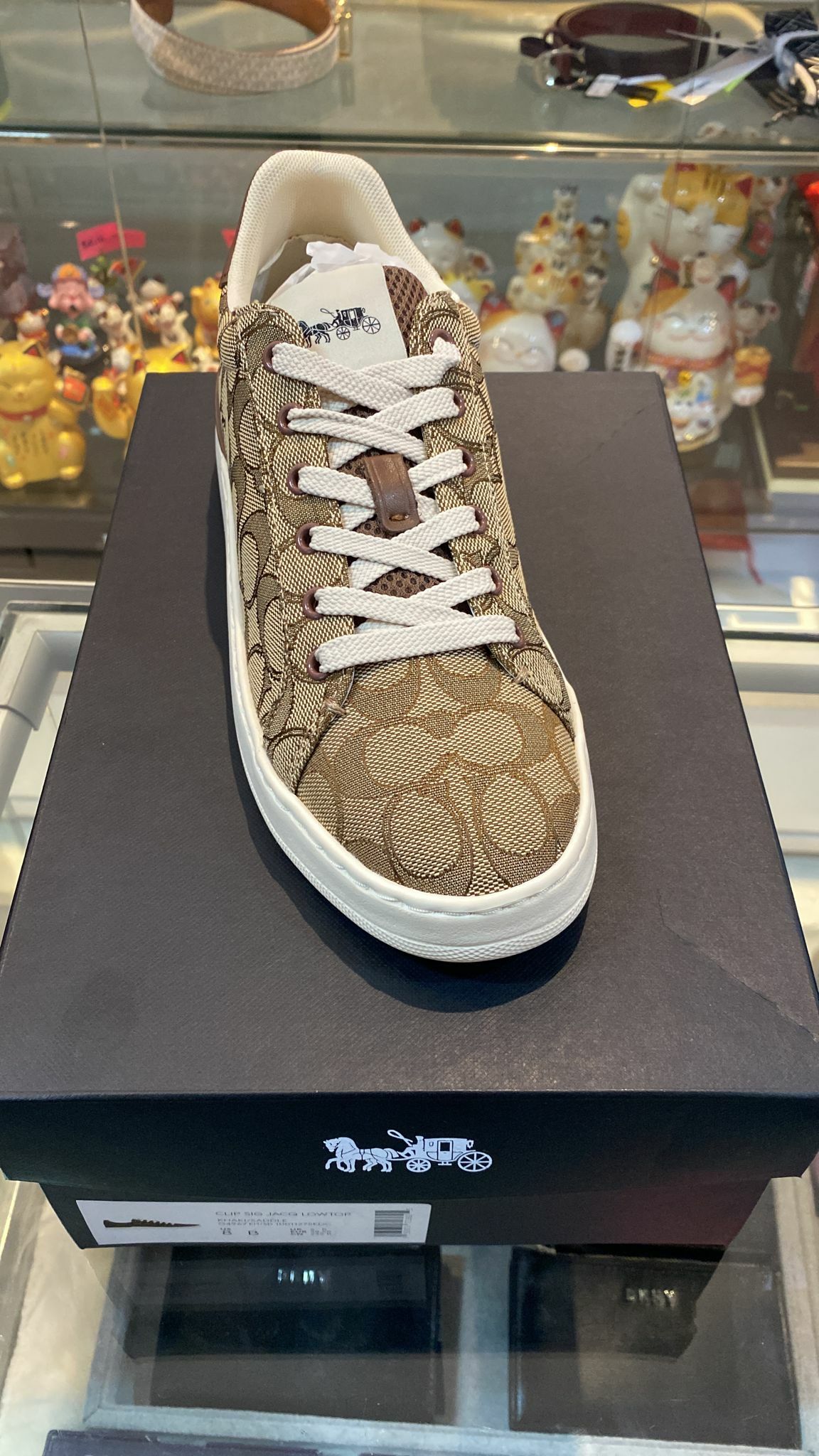 [S] COACH CLIP SIGNATURE JACQUARD LOWTOP,KHAKI/SADDLE, G4967-KH/SD-10011275EDC (SCO34)