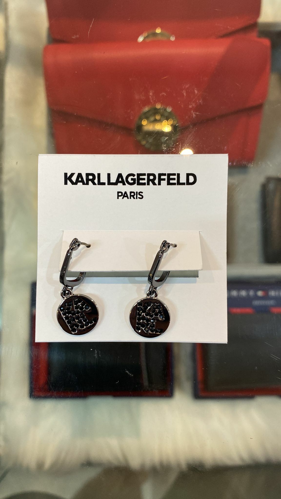 [S] KARL LAGERFELD JG220004 FERRAGAMO 760120 GUNMETAL EARRINGS,BROWN, 8720092903424 (SKL135)