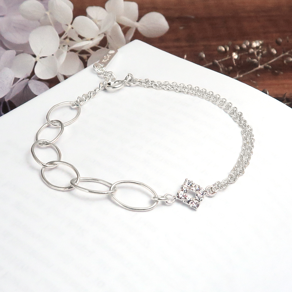 菱格美鑽純銀手鍊 19週年慶紀念設計 925純銀手鍊