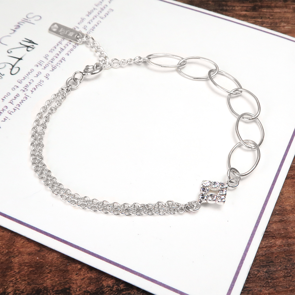 菱格美鑽純銀手鍊 19週年慶紀念設計 925純銀手鍊