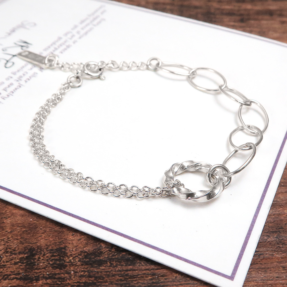 方扭甜圈純銀手鍊 19週年慶紀念設計 925純銀手鍊