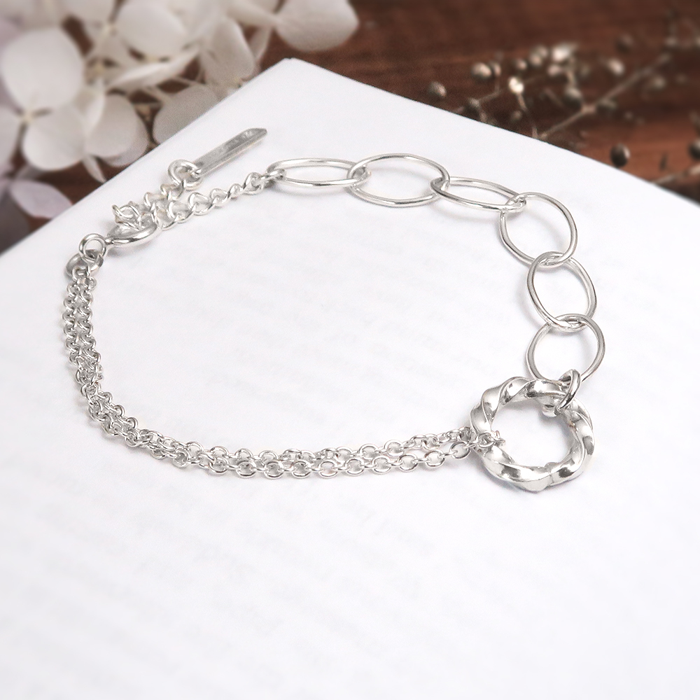方扭甜圈純銀手鍊 19週年慶紀念設計 925純銀手鍊