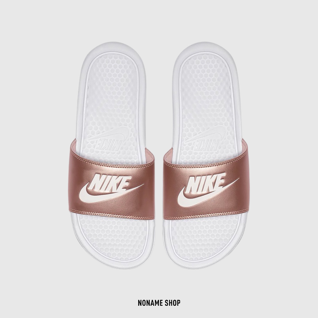NIKE Benassi 字勾 玫瑰金 拖鞋