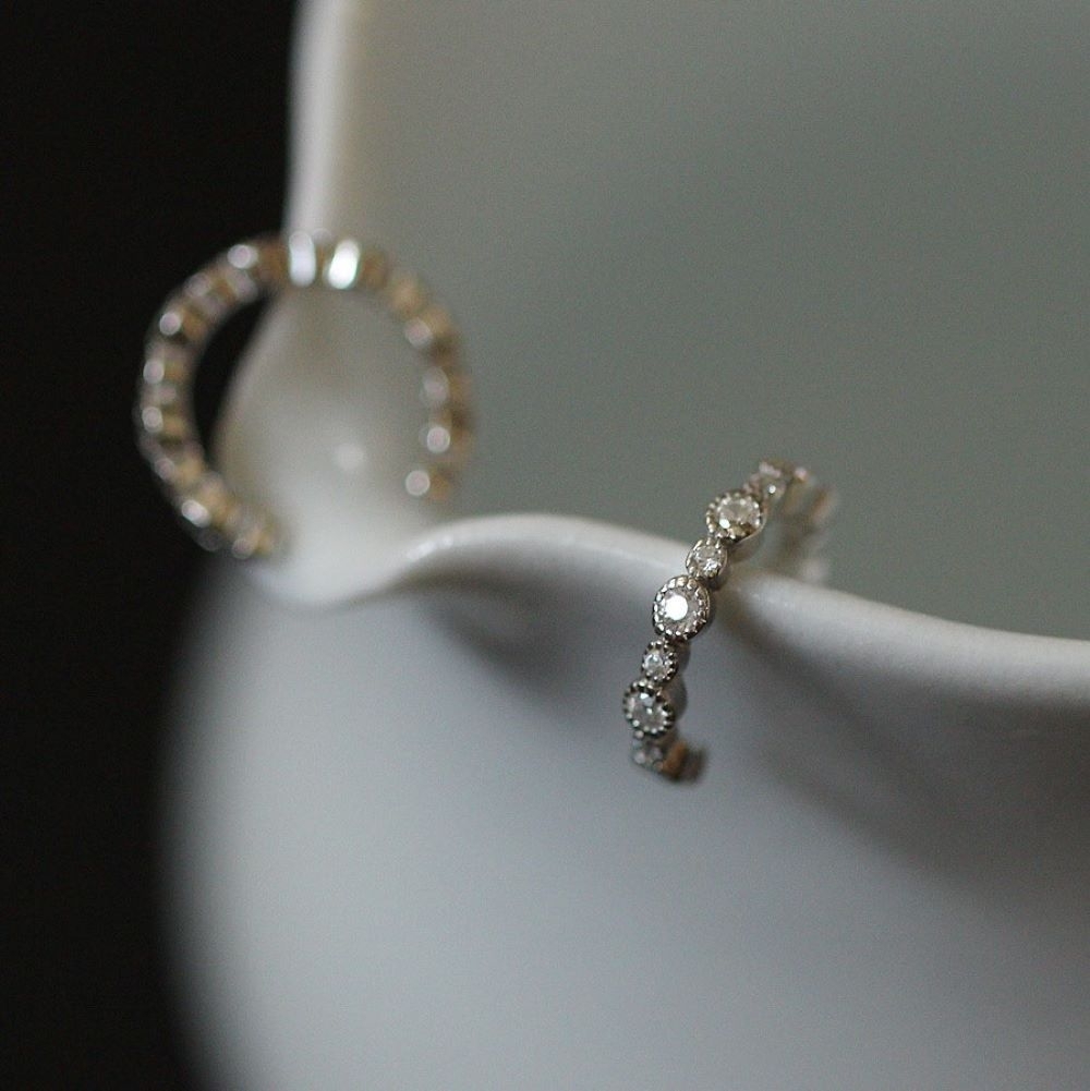 │簡約│法式 • 包邊鋯石 • 抗過敏 • 純銀耳骨夾 • 925silver