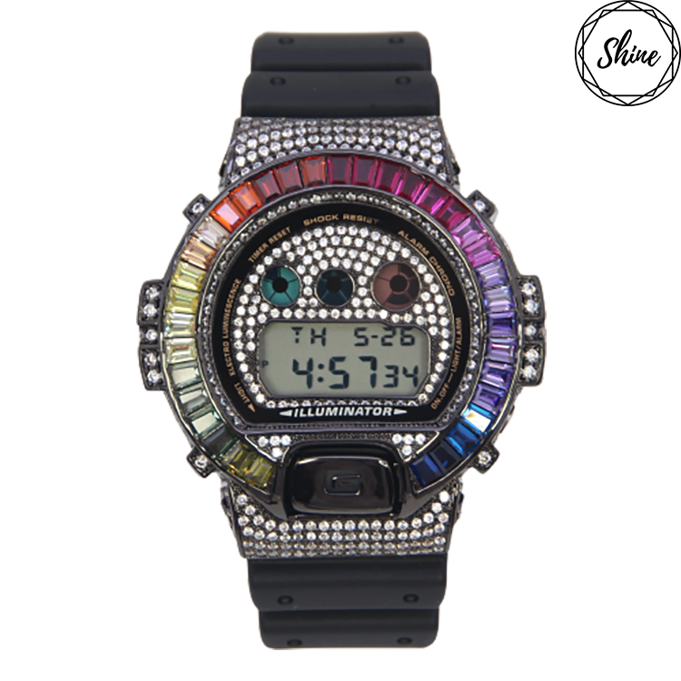 黑色 改裝手錶 DW-6900-1 - 彩虹