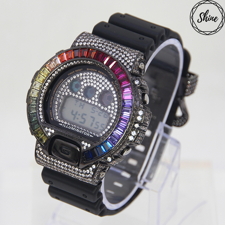 黑色 改裝手錶 DW-6900-1 - 彩虹