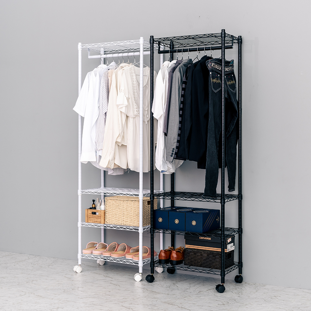 台灣 Dayneeds｜輕型 60x35x180cm 四層單桿烤漆波浪衣櫥(附輪)