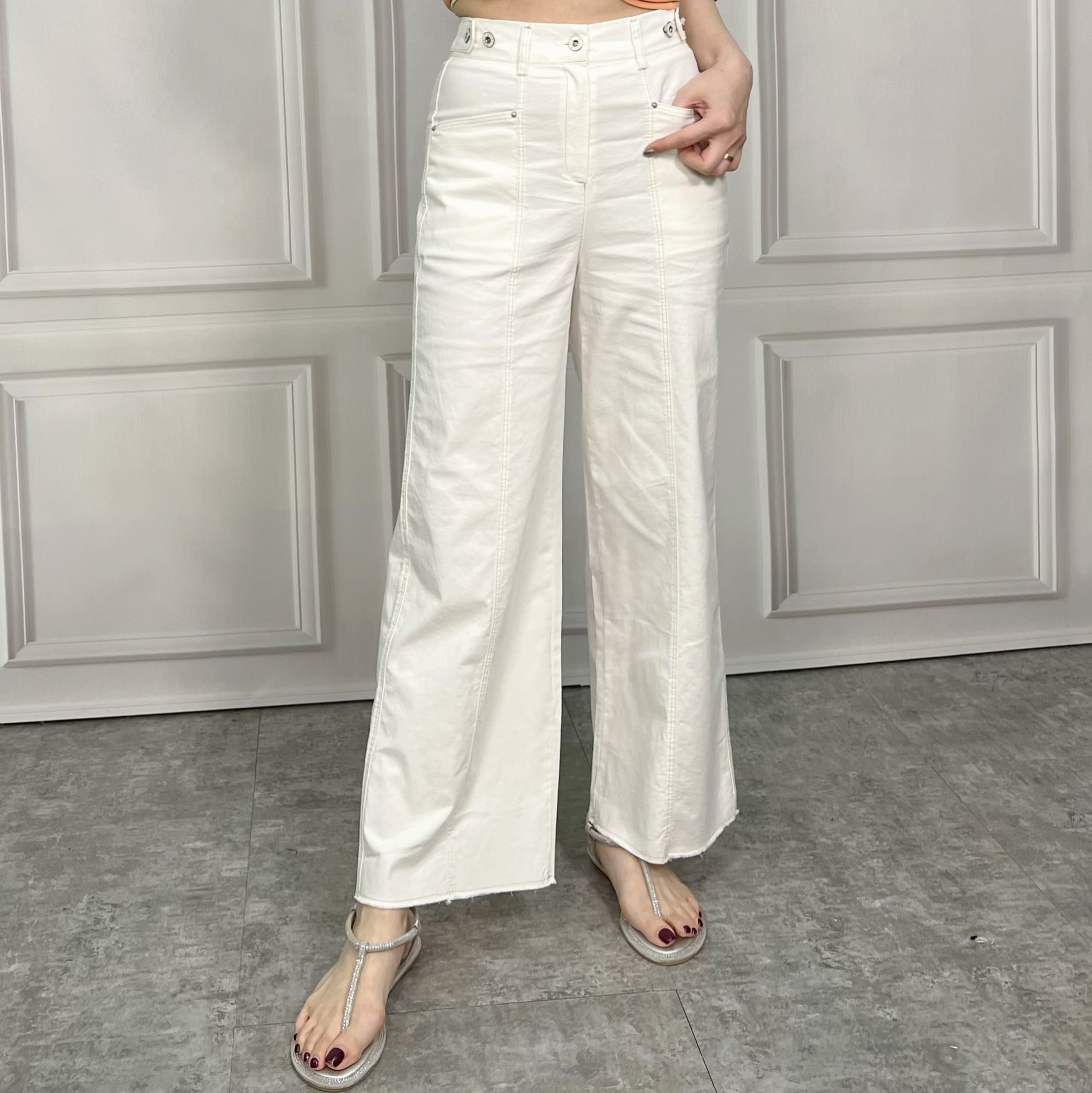 搭帶側腰間線長褲 F96