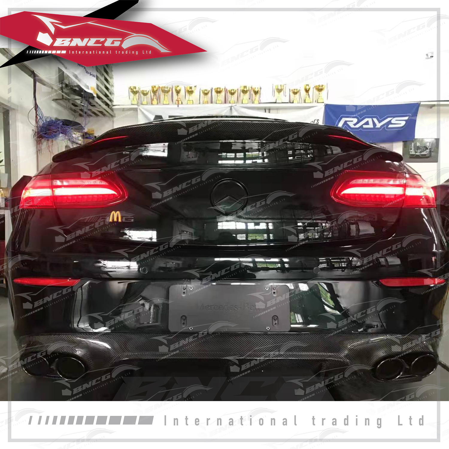 賓士 Benz E Class W238 改裝 卡夢 碳纖維 外觀件 空力套件 E53款 後下巴 後導流 含支架 尾飾管