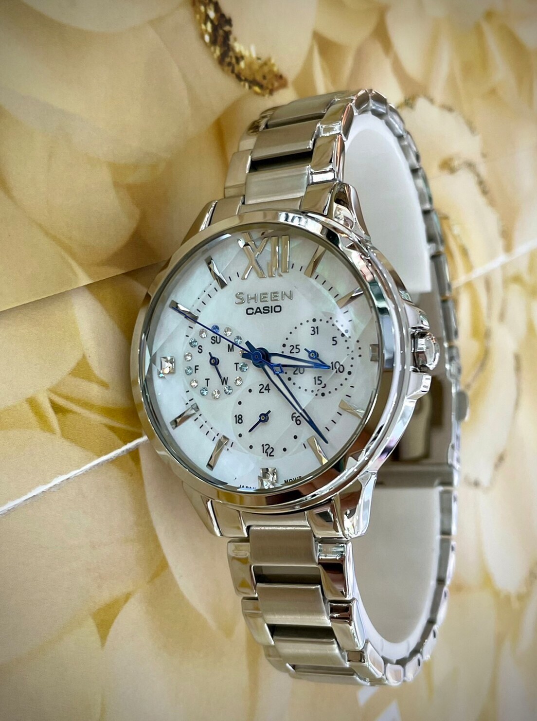 【CASIO 卡西歐】SHEEN系列 晶鑽閃耀女錶 SHE-3056D-7A 36mm  現代鐘錶