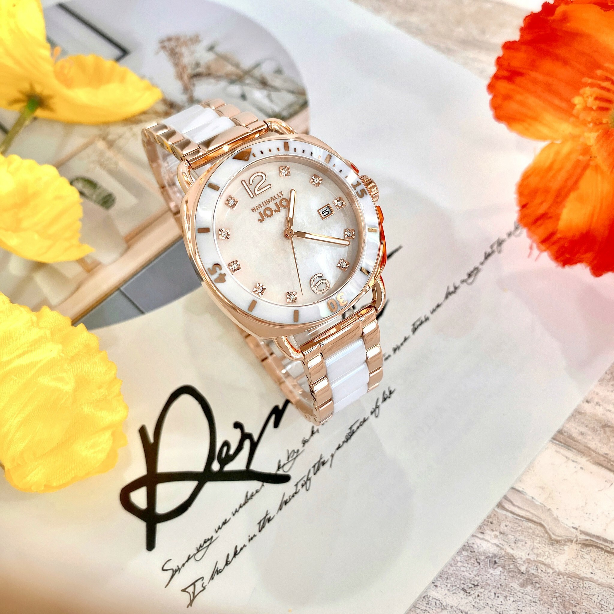 【NATURALLY JOJO】唯美氣質陶瓷腕錶 JO96988-80R 38mm  現代鐘錶