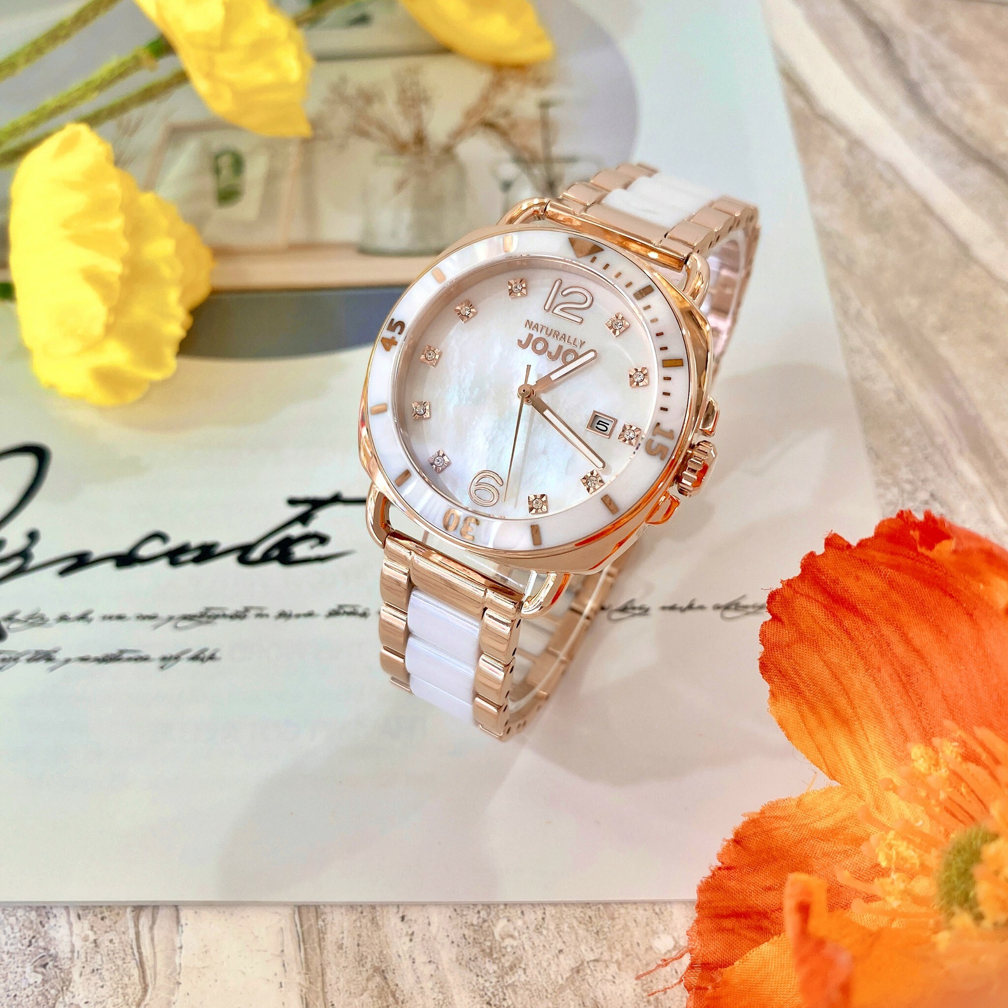 【NATURALLY JOJO】唯美氣質陶瓷腕錶 JO96988-80R 38mm  現代鐘錶