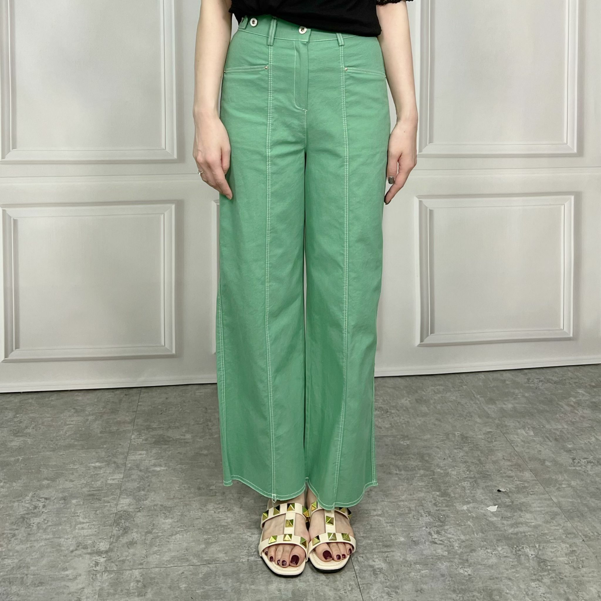 搭帶側腰間線長褲 F96