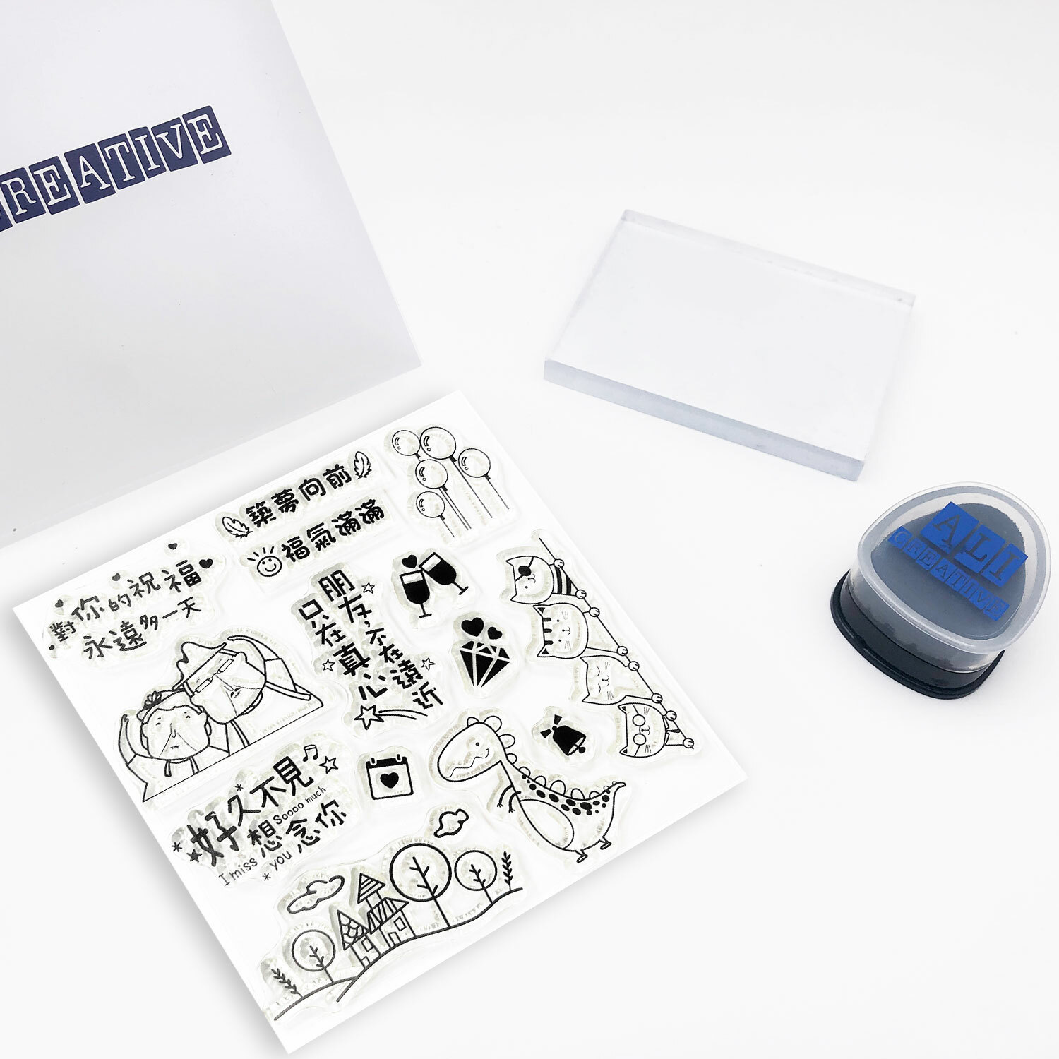 CSS30 水晶印章 | 幸福語錄2 - 老爺爺奶奶 (含水晶塊&印台)