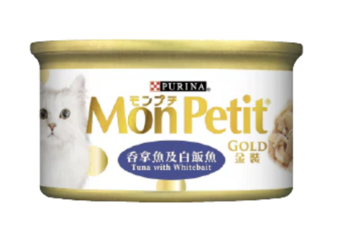 MON PETIT® 貓濕糧 - 金裝吞拿魚及白飯魚85g