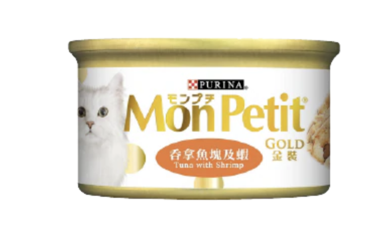 MON PETIT® 貓濕糧 - 金裝吞拿魚及蝦 85g