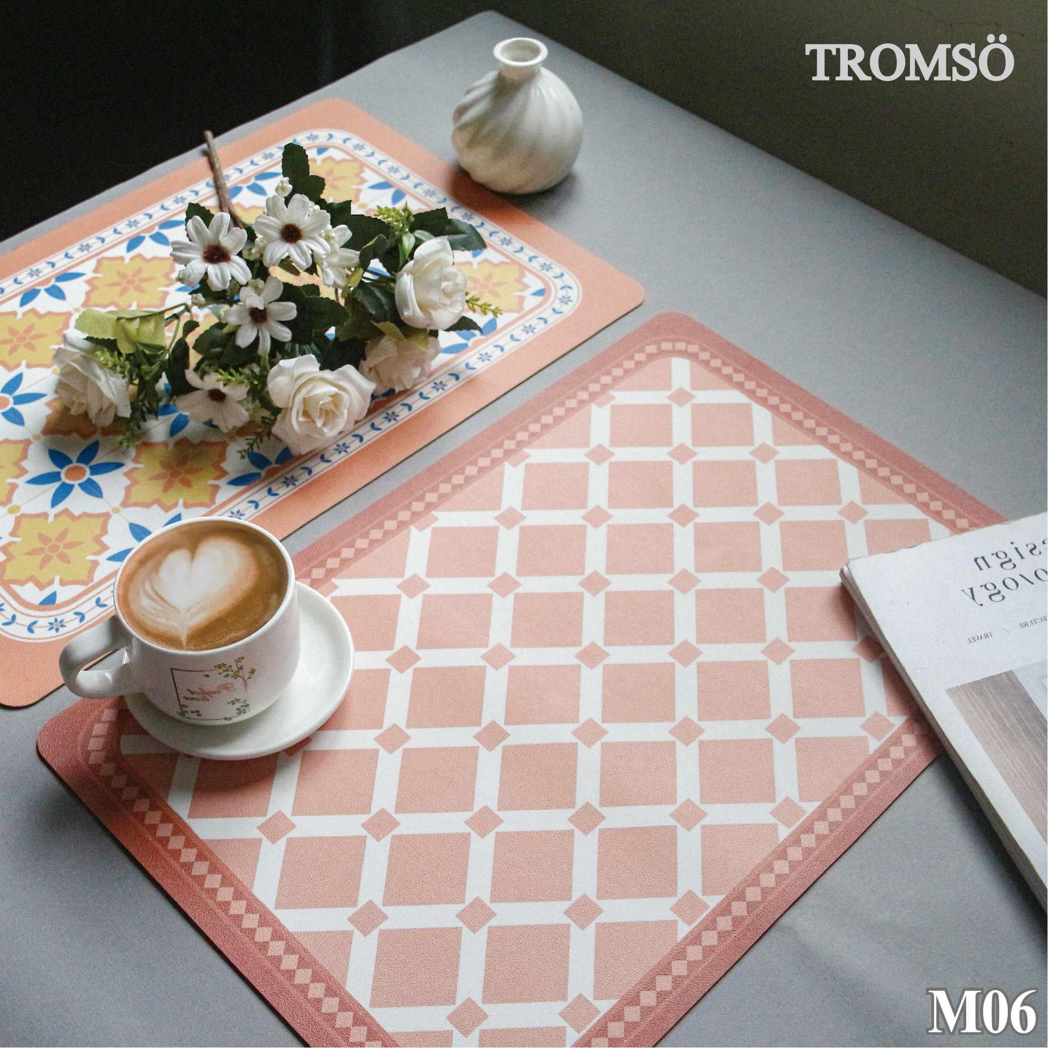 TROMSO西班牙經典花磚皮革餐桌墊
