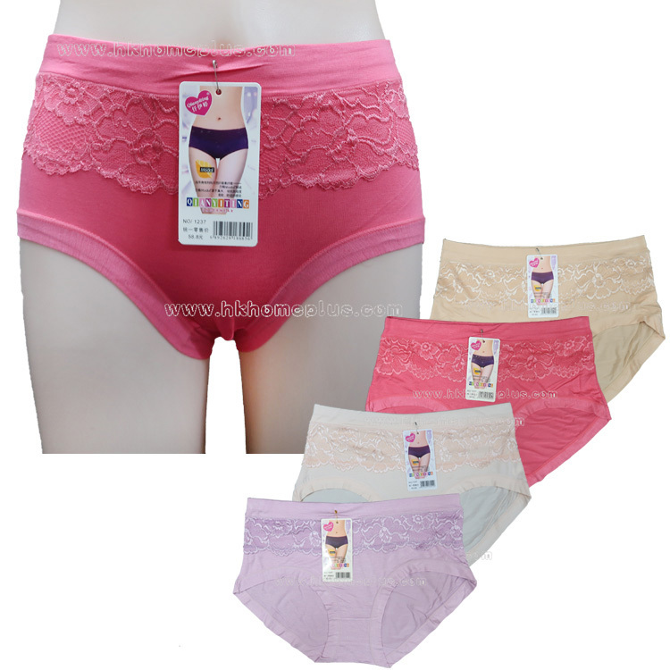 4條裝 任伊婷: 女裝中腰喱士花內褲