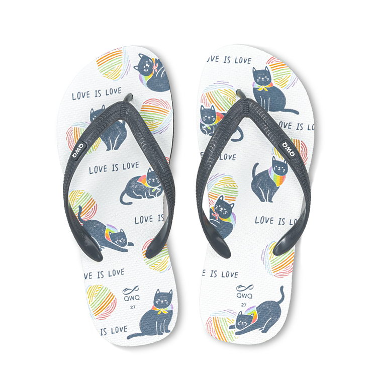 彩虹貓咪 普普設計 彩虹系列 男款粗帶人字夾腳拖鞋 銀河灰