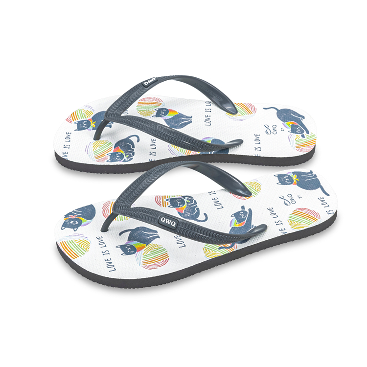 彩虹貓咪 普普設計 彩虹系列 男款粗帶人字夾腳拖鞋 銀河灰