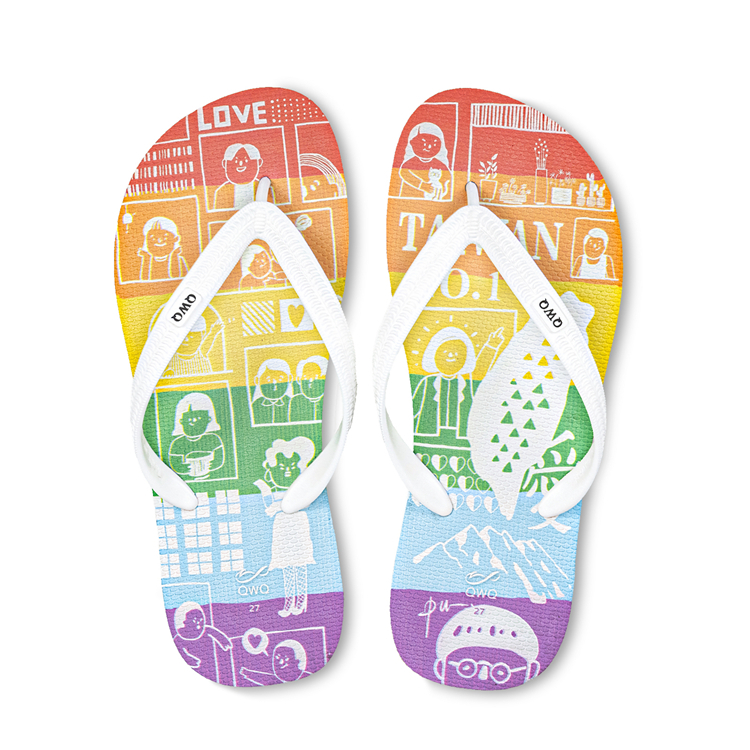 辣台派 彩虹系列 男款粗帶人字夾腳拖鞋 米色