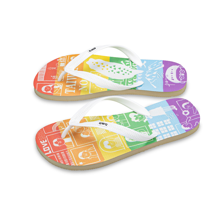 辣台派 彩虹系列 男款粗帶人字夾腳拖鞋 米色