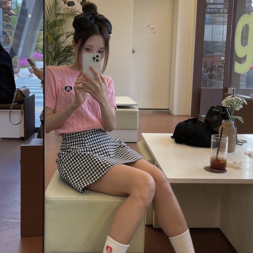 <韓國代購> CALL ME BABY BABY CABLE KNIT SHORY SLEEVE