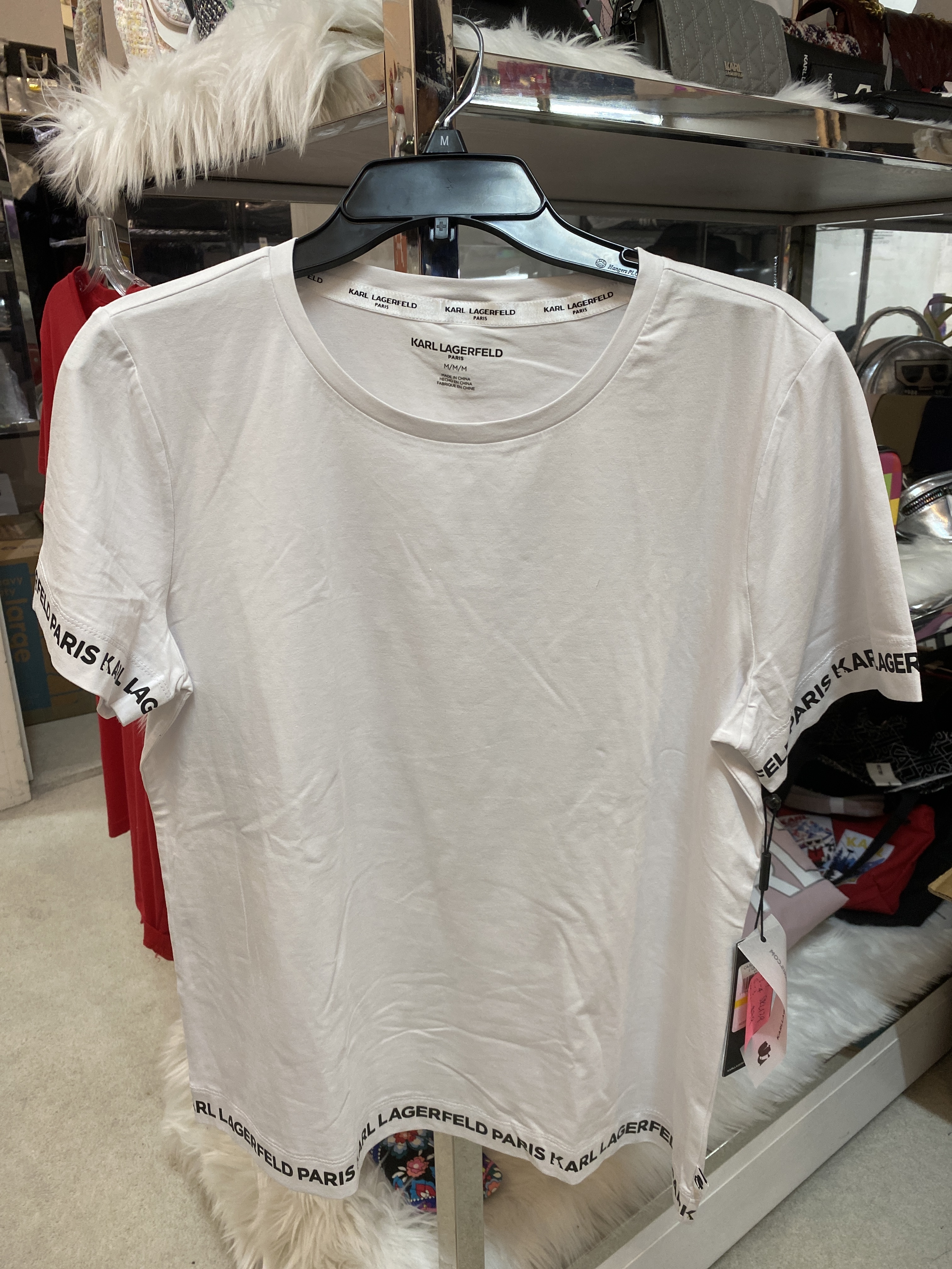 [S] KARL LAGERFELD KLP LOGO TAPE TEE, WHITE, L1ZH7073-WHT (SKL139)