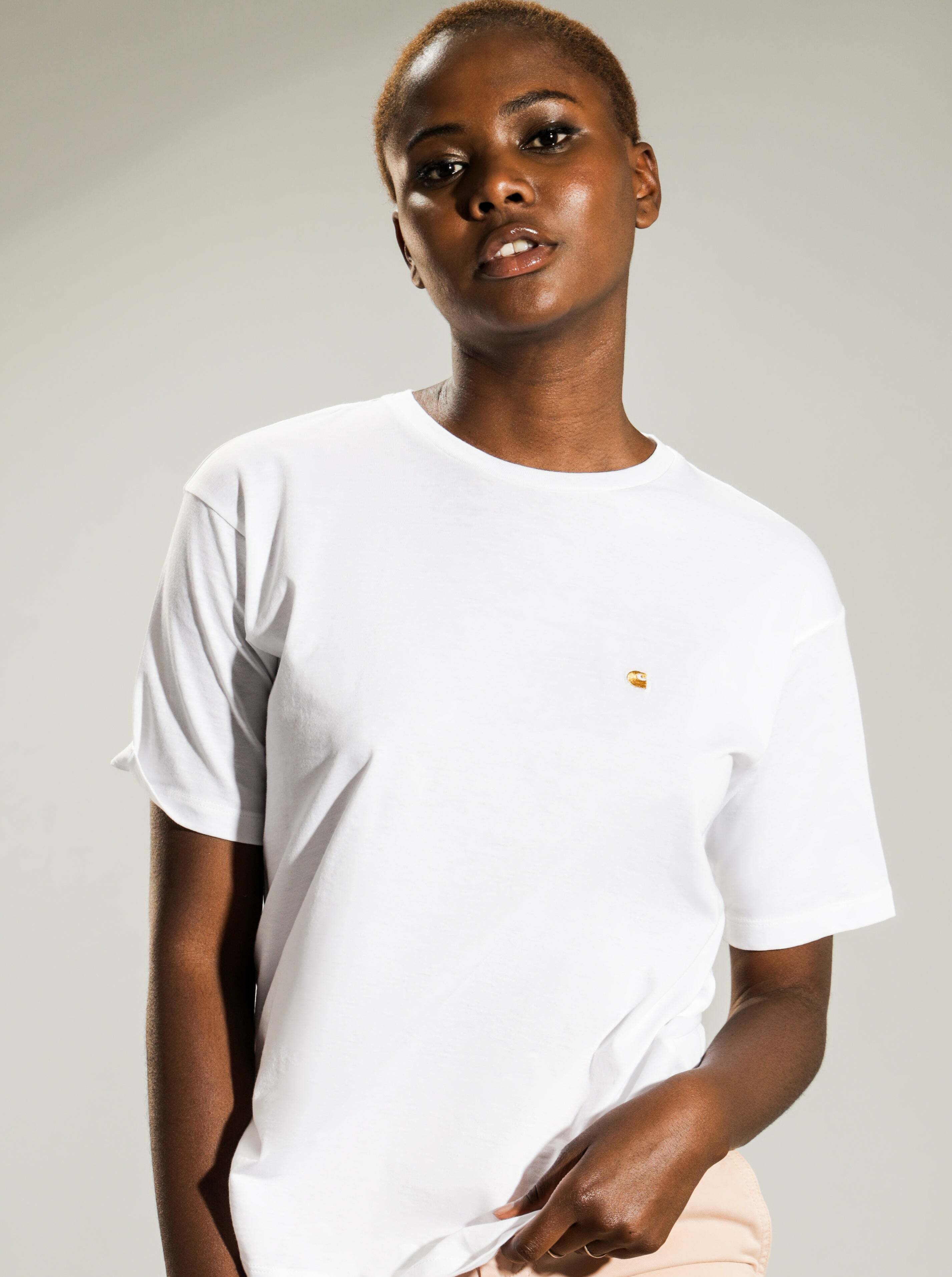 小金LOGO 短袖 T恤 白色 女