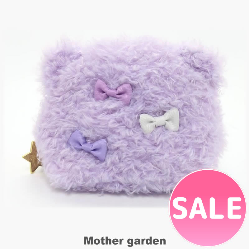 【日本Mother Garden】Rosette Bear (絨毛化妝袋/絨毛手提包)-經典款