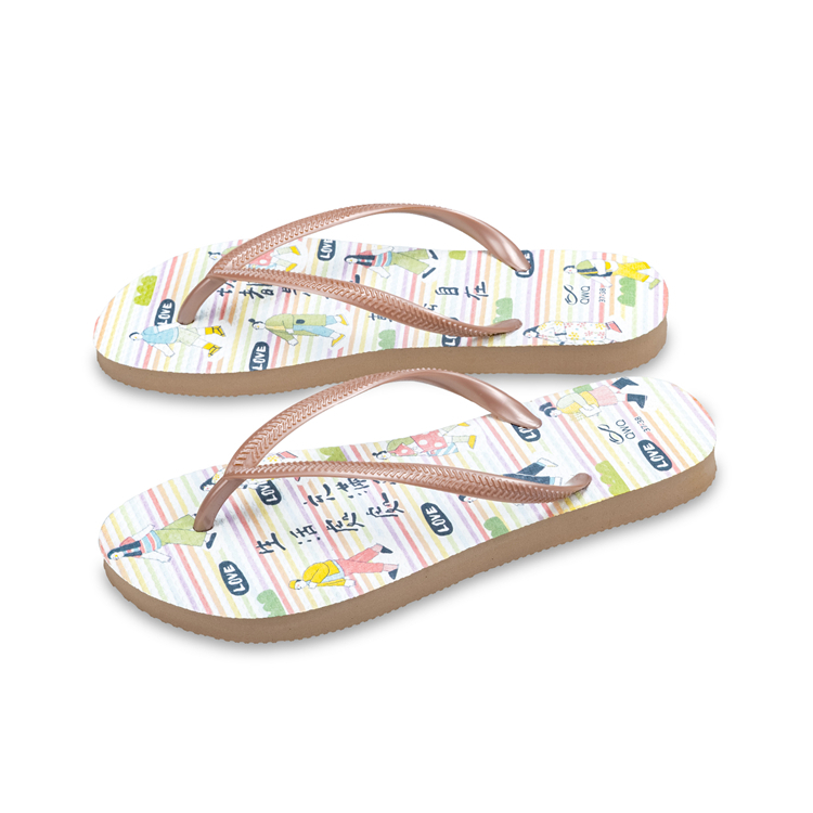充滿愛 普普設計 彩虹系列 女款細帶人字夾腳拖 薔薇金