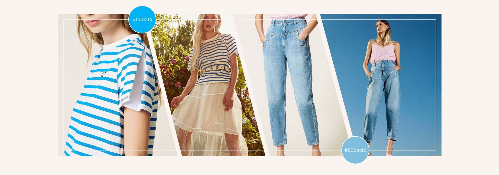 ／清新的淡粉紅色和帶點空氣感的棉花糖藍／