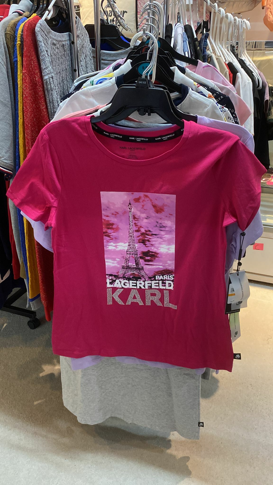 [S] KARL LAGERFELD EIFFEL TOWER PHOTO TEE,PINK, L1WHF036-UHW (SKL143)