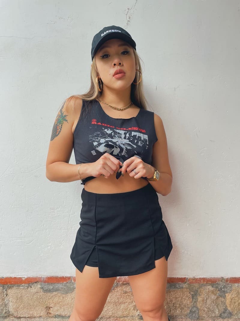 辣高腰雙開杈褲裙