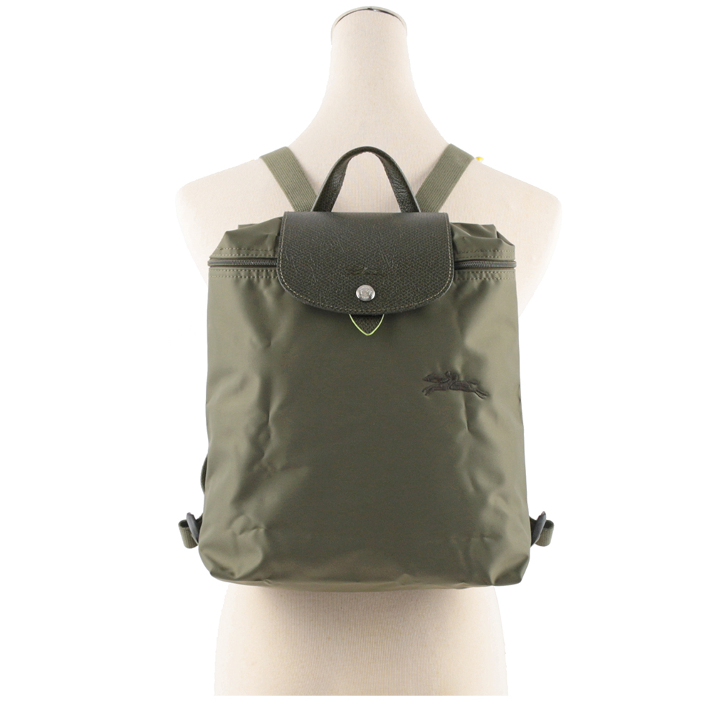 【LONGCHAMP】LE PLIAGE GREEN再生帆布折疊後背包(森林綠) L1699 919 479